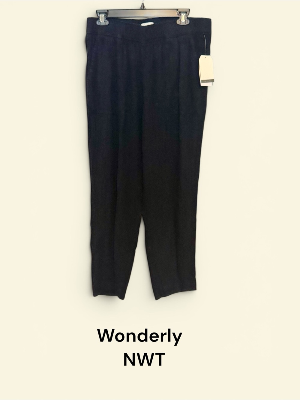NWT Wonderly Black Lightweight Pull-On Pants Casual/Beach/Resort LARGE #Y